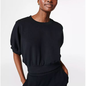 Sweaty Betty Black Short Sleeve Cropped Tank Top